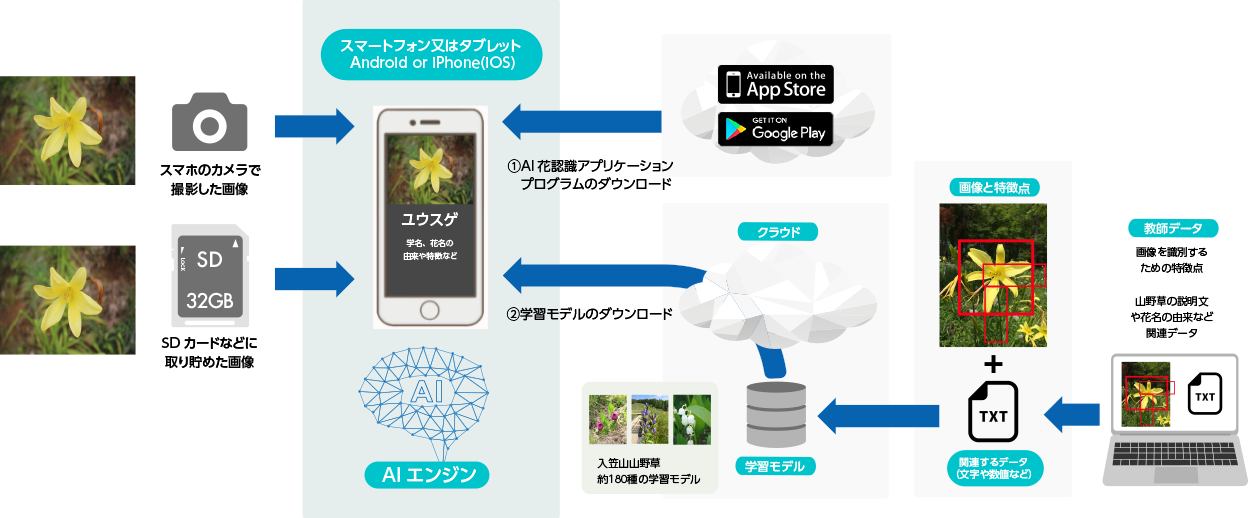 AI画像認識アプリケーション(Android&iOS版) 認識フロー